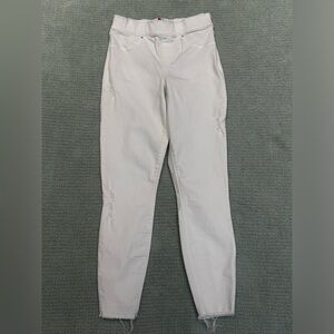 Spanx By Sara Blakely Distressed White  Skinny Jeans Size Small